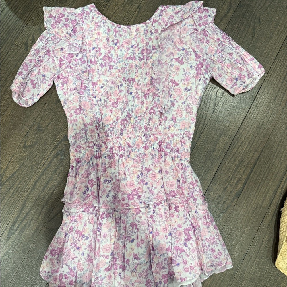 LoveShackFancy Pink and Purple Floral Top